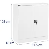 Метален шкаф - 102 см - 2 рафта - бял