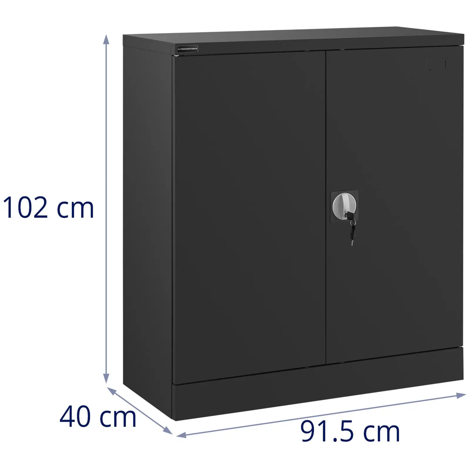 Metallskap - 102 cm - 2 hyller - antrasitt