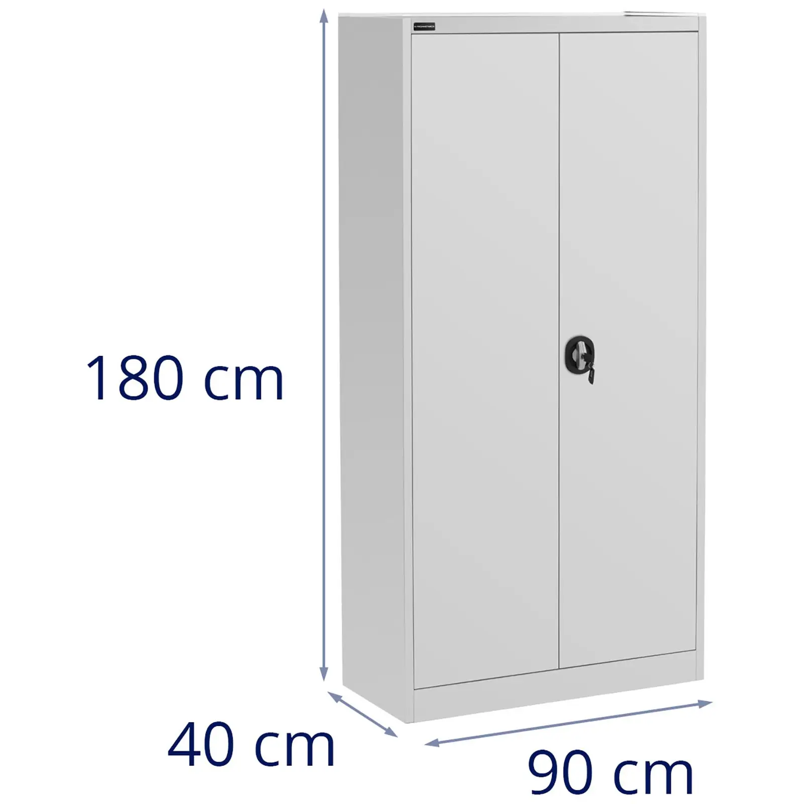 Metalskab med lås - 180 cm - 4 hylder - gråt