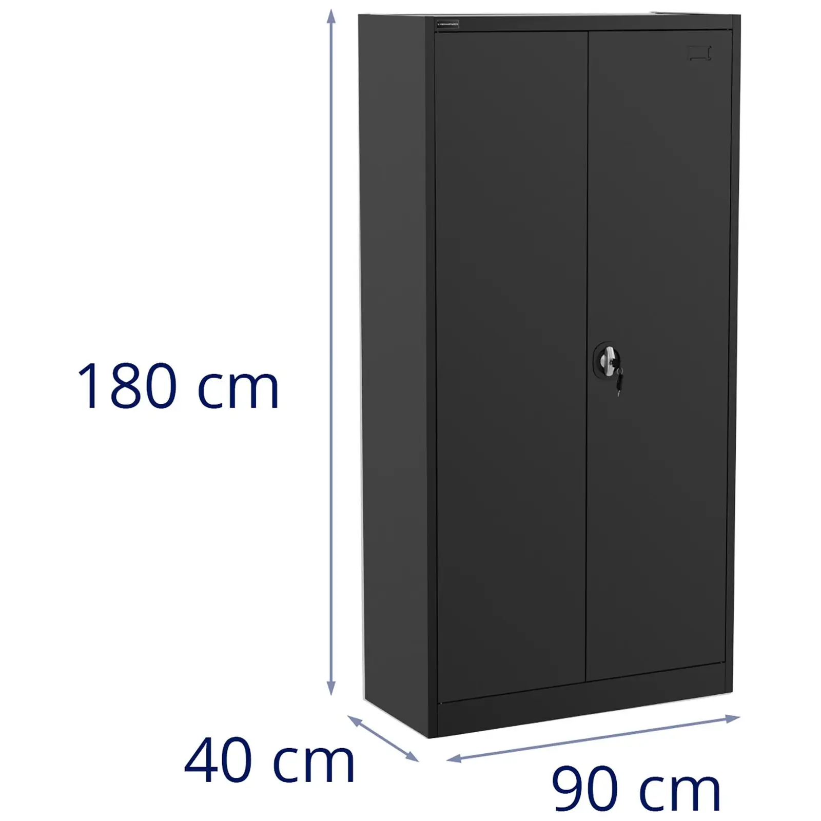 Metalskab med lås - 180 cm - 4 hylder - antracit