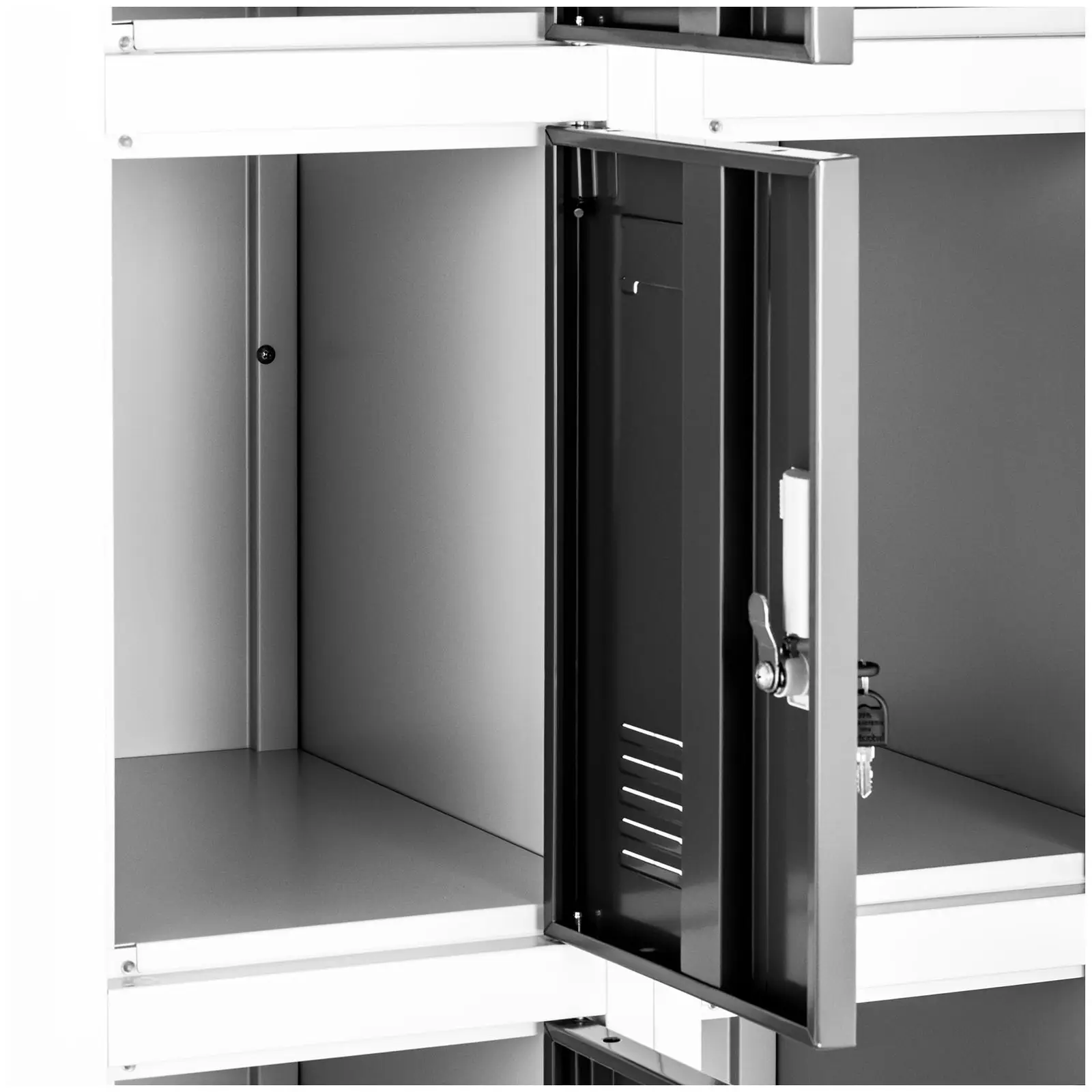 Метално шкафче за съхранение - 12 отделения - сиво