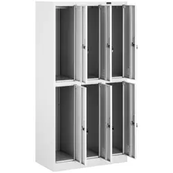 Metal Storage Locker - 6 compartments - grey - epoxy resin coating