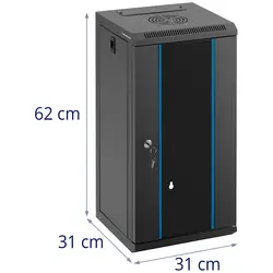 Serverschrank - 10 Zoll - 12 HE - abschließbar - bis 60 kg - Schwarz