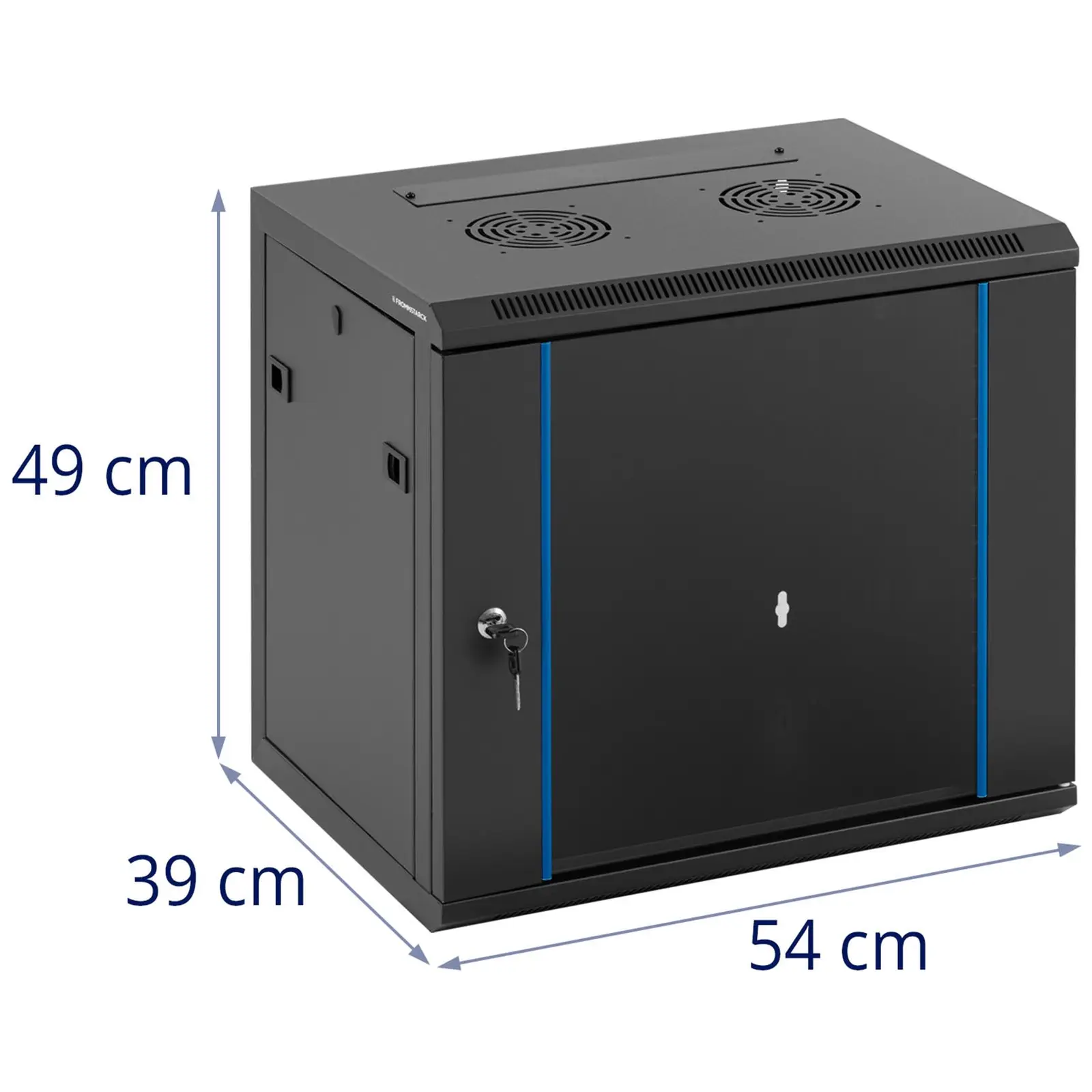 Szafa rack - 19 cali - 9U - zamykana na klucz - do 60 kg - czarna