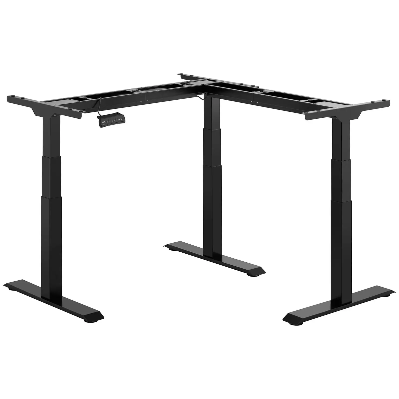 Bureau d'angle assis-debout (piètement) - Hauteur : 58 - 123 cm - Largeur : 90 - 150 cm (gauche) / 110 - 190 cm (droite) - Angle : 90° - 150 kg (Couleur(s): Noir)