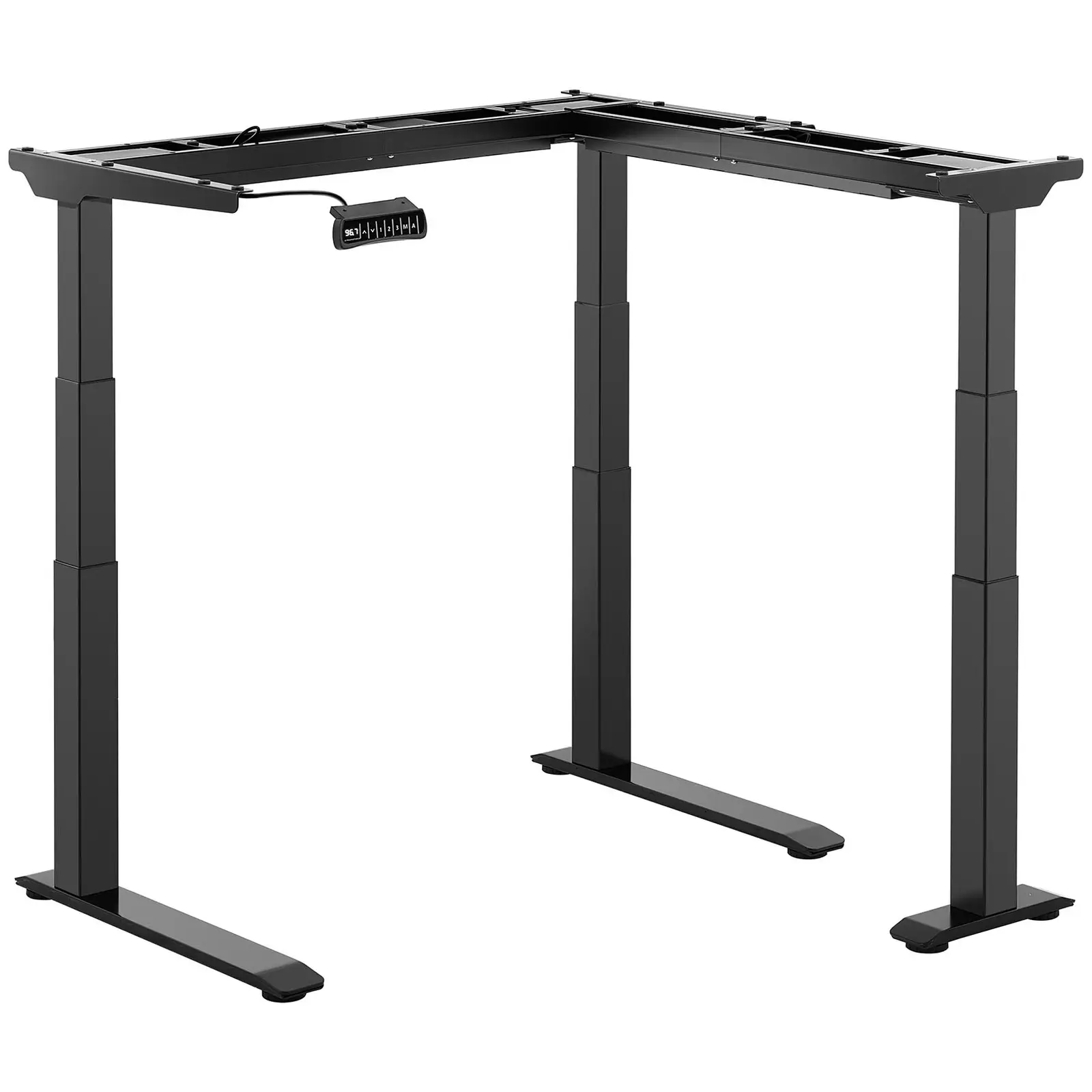 Supporto scrivania regolabile in altezza ad angolo - Altezza: 60-125 cm - Larghezza 110-190 cm (sinistra) / 90-150 cm (destra)  - Angolo: 90° - 150 kg