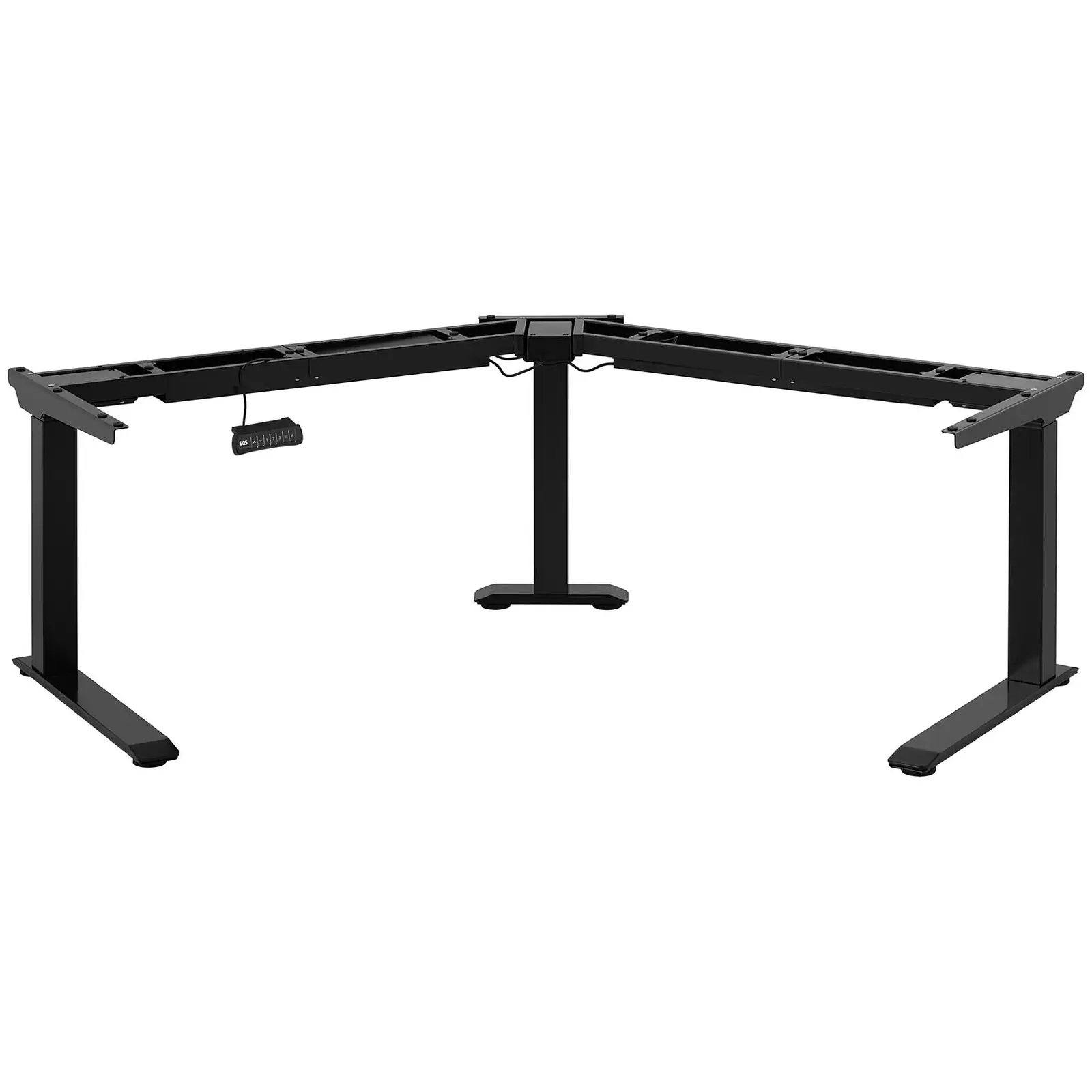 B-zboží Rohový rám stolu - výška: 60–125 cm - šířka vlevo / vpravo: 116–186 cm - úhel: 120 ° - 150 kg (Barva: Černá)