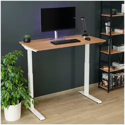 Mesa de escritório com altura ajustável - 90 W - 730-1233 mm - branco/marrom