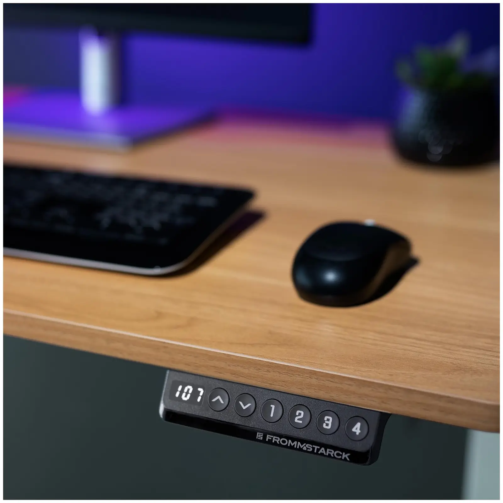 Biurko z regulacją wysokości - 90 W - 730-1233 mm - biało-brązowe (Rodzaj kontrolera: Sterowany przyciskami)