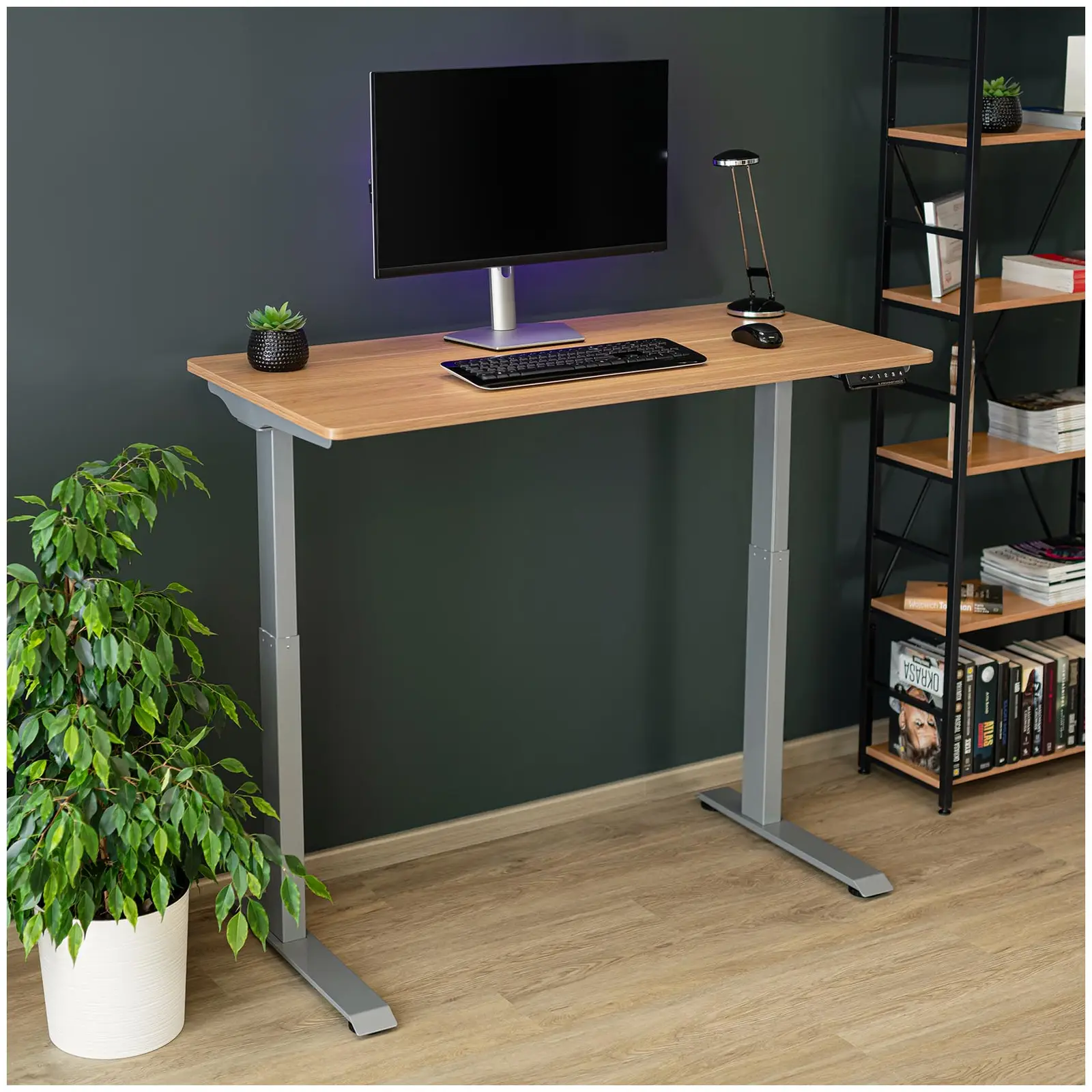 Sit-Stand Desk - 90 W - 730 - 1,233 mm - brown/grey