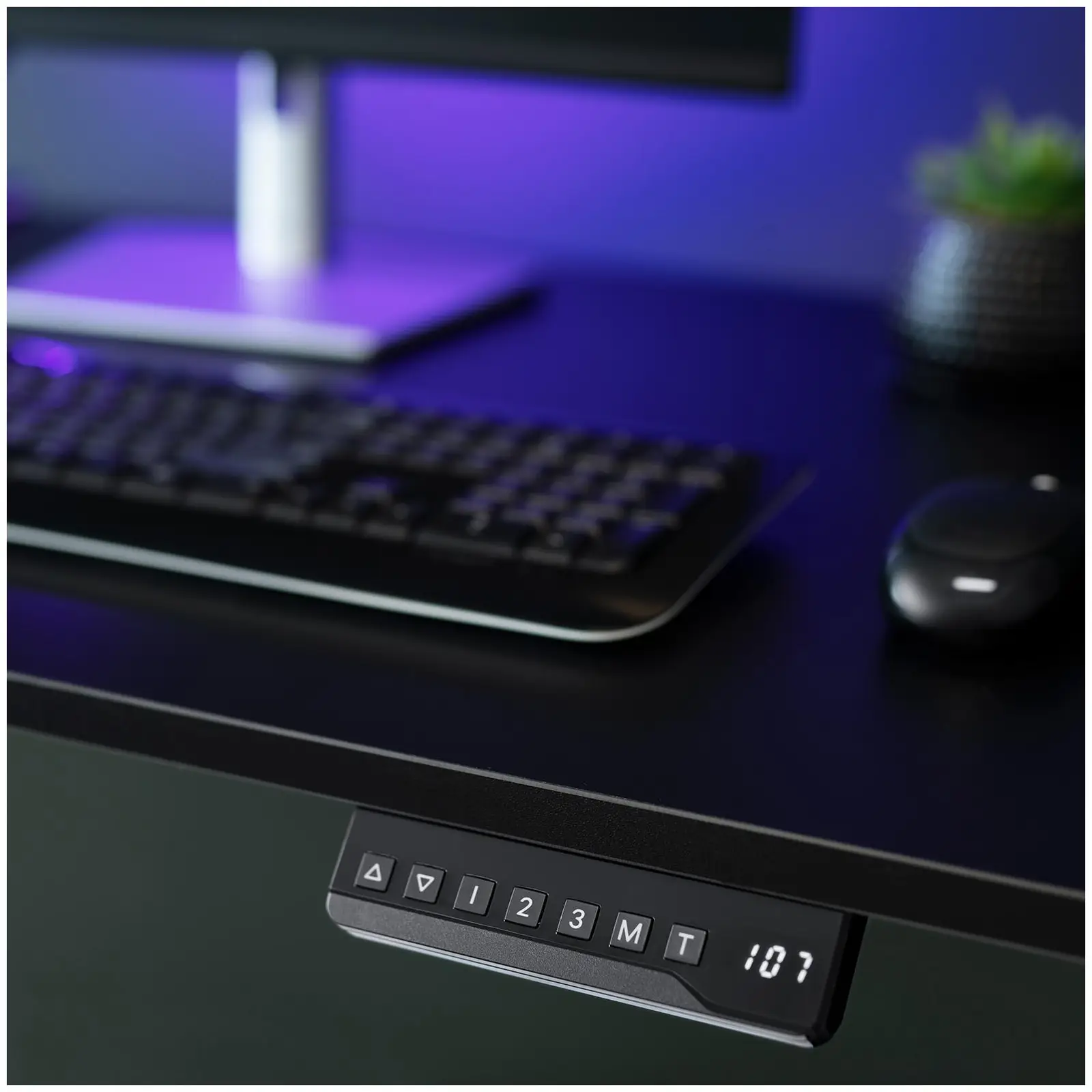 Biurko z regulacją wysokości - 1180 x 580 mm - stal z powłoką malowaną proszkowo (Kolor: Czarny)