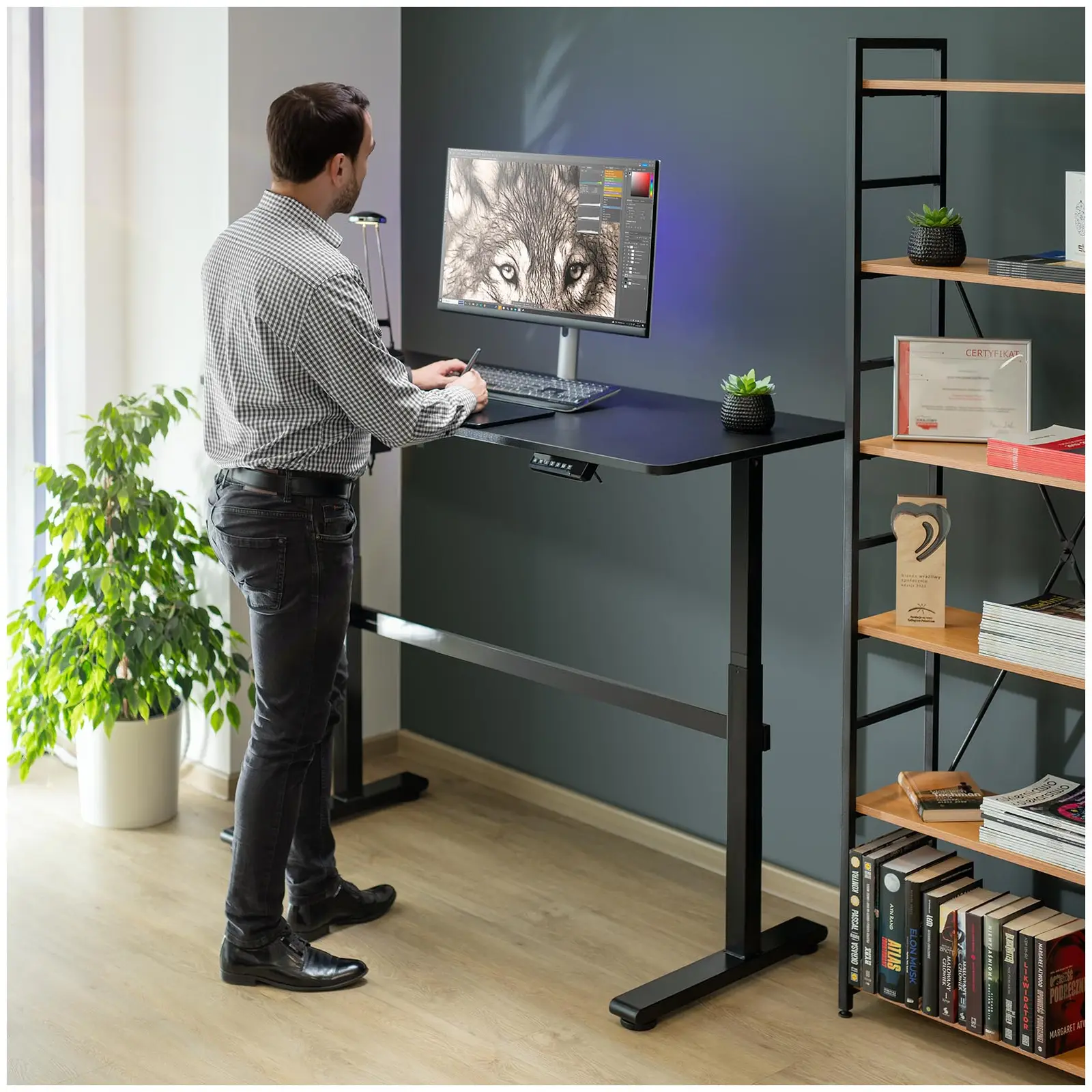 Sit-Stand Desk - 1,400 x 600 mm - Powder-coated steel