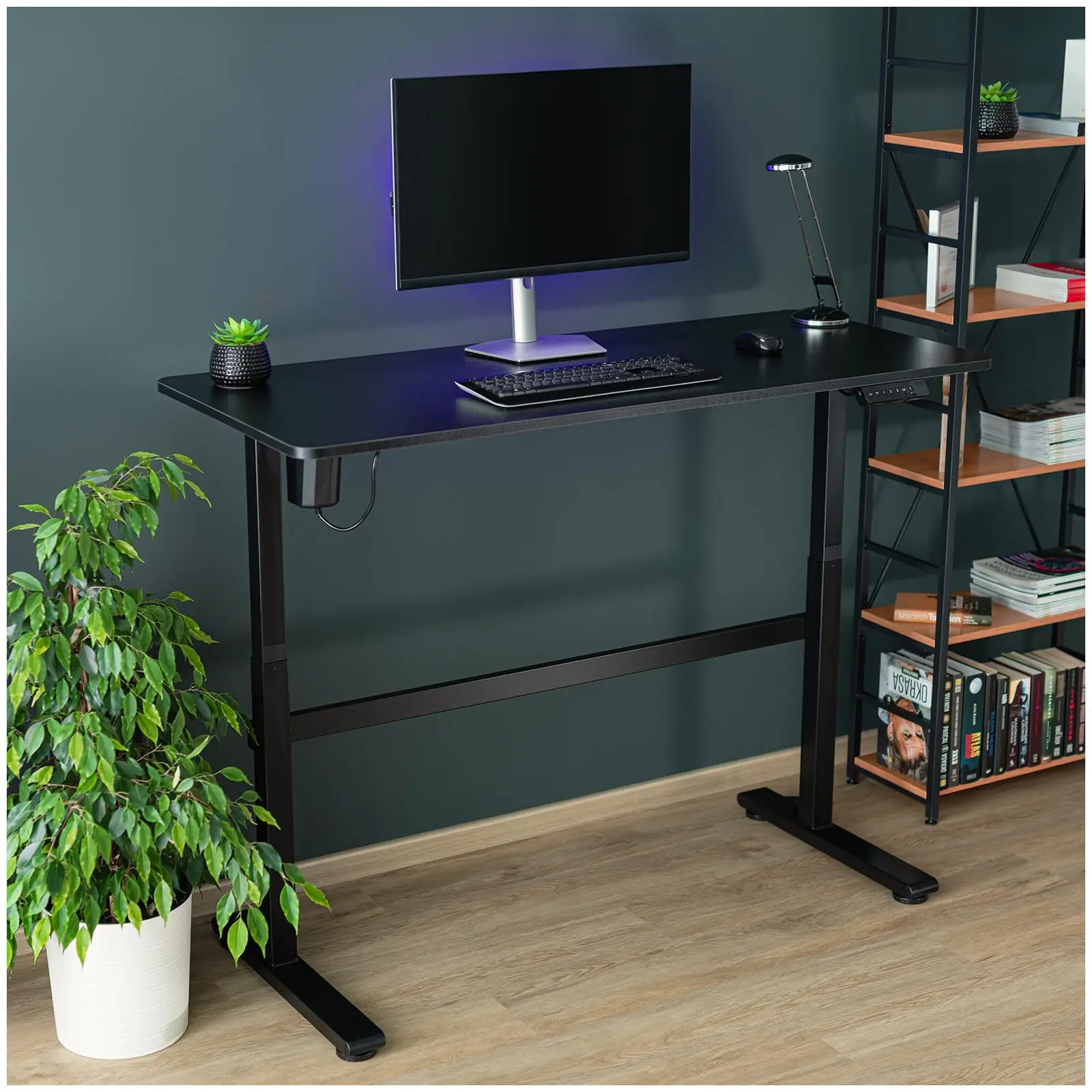 Výškově nastavitelný stůl s deskou - 52.2 W - 730–1 180 mm - hnědá / sivá