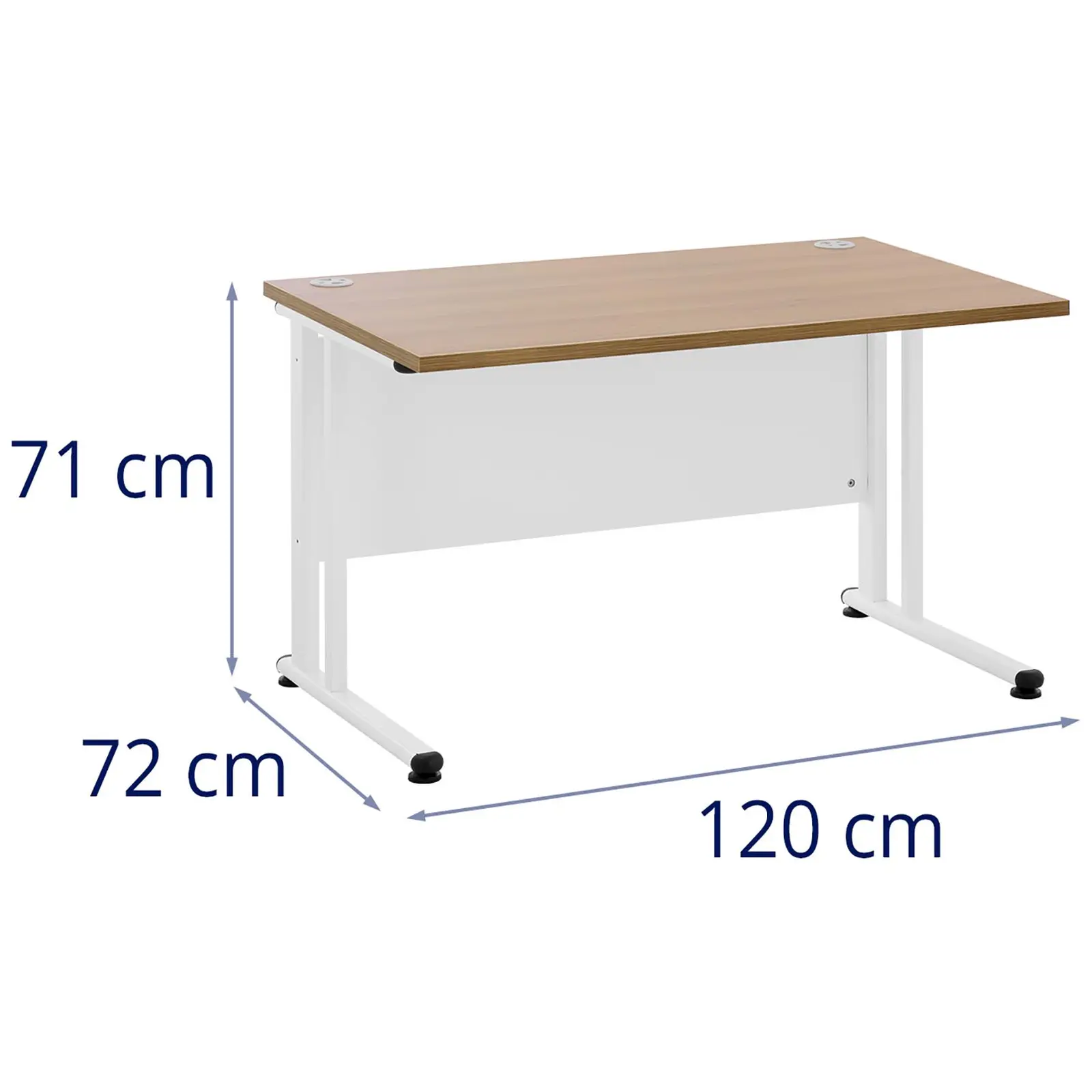 Kontorbord - 120 x 73 cm - hvidt og brunt