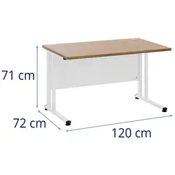 Office Desk  - 120 x 73 cm - brown / white