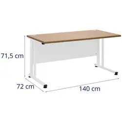 Office Desk  - 140 x 73 cm - brown / white