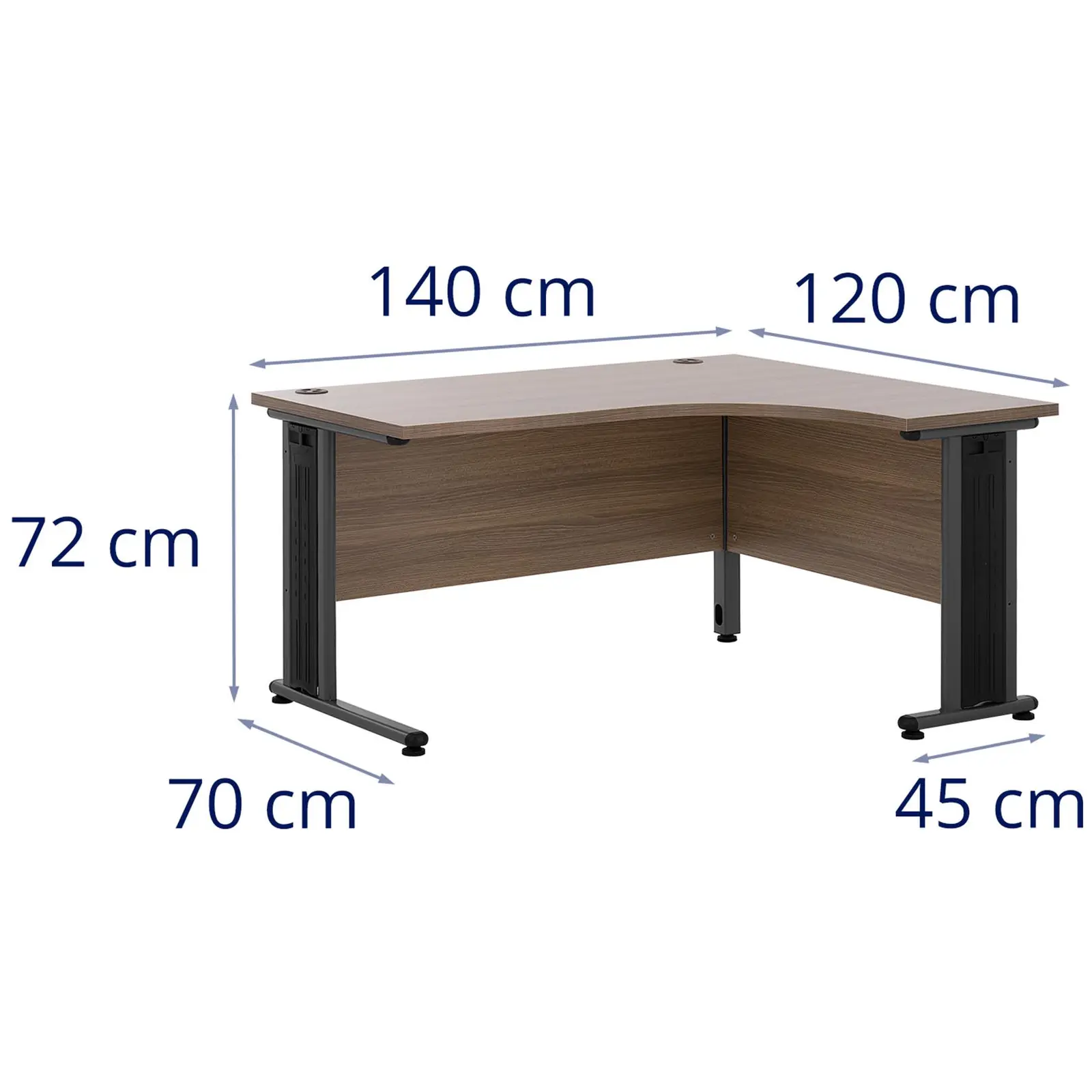 Rohový psací stůl - 140 x 120 cm - hnědá