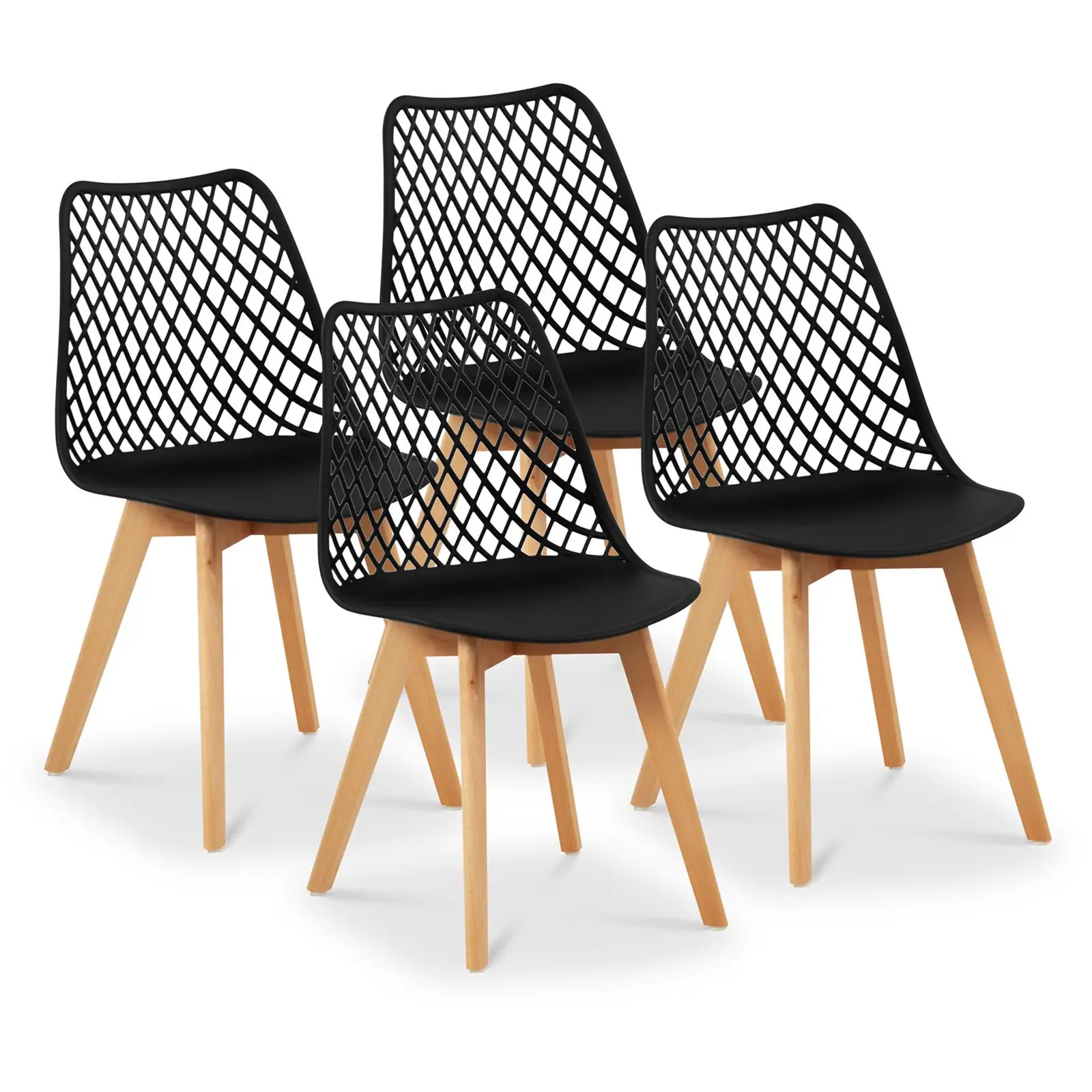 Scaun - set de 4 - până la 150 kg - suprafața de șezut 470x390x430 mm - Negru - Imaginea produsului