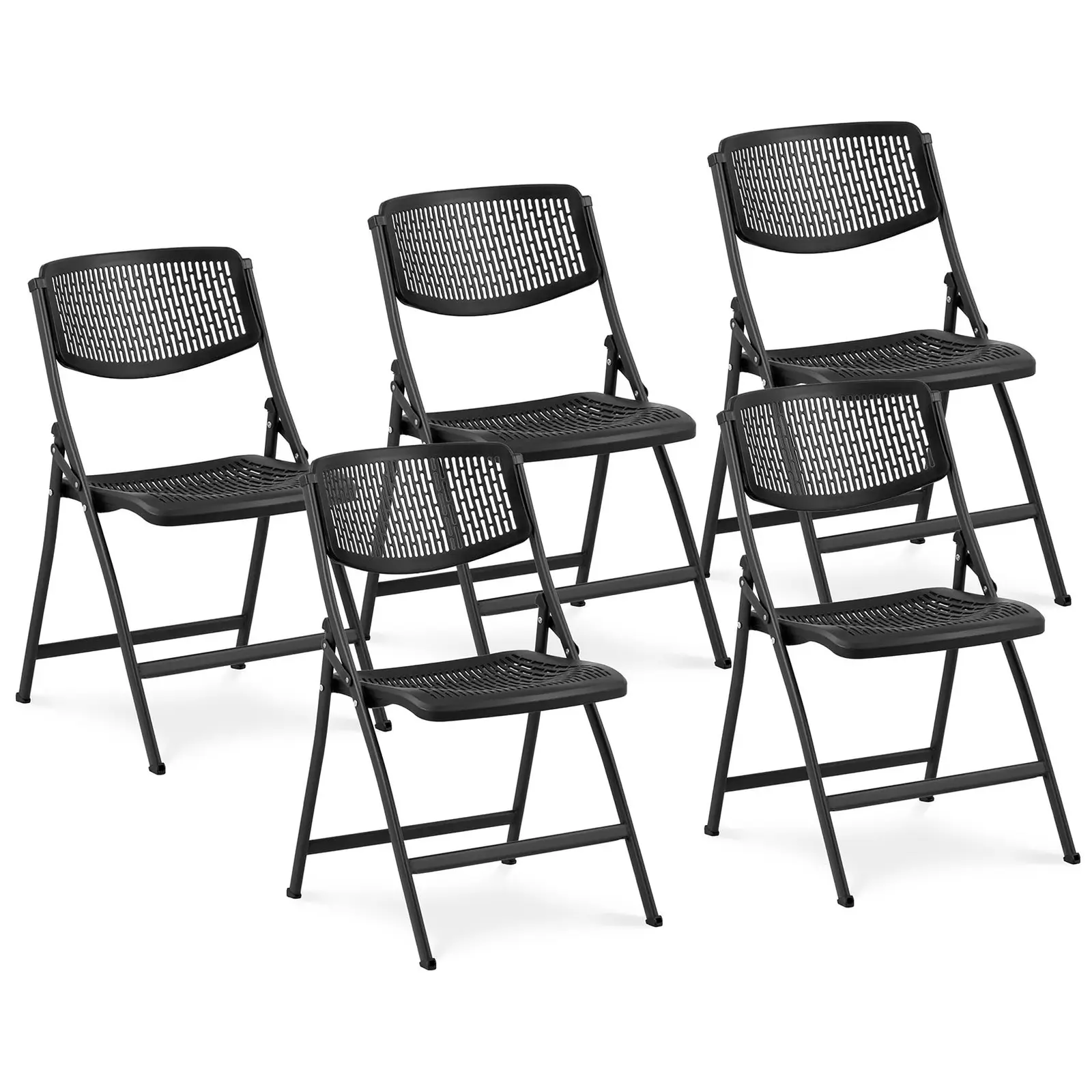 Silla - Set de 5 - Hasta 150 kg - Asiento: 430 x 430 x 440 mm - Negro - Plegable