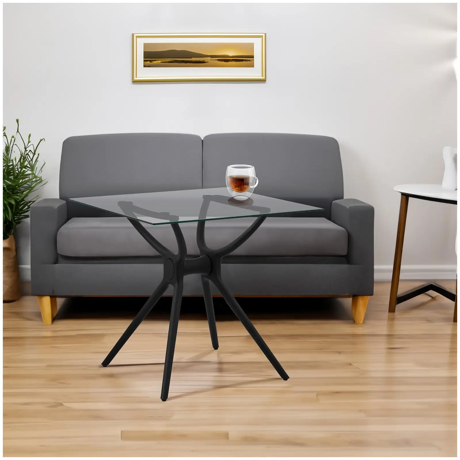 Occasion Table - Plateau carré en verre - 80 x 80 cm (Couleur(s): Noir)