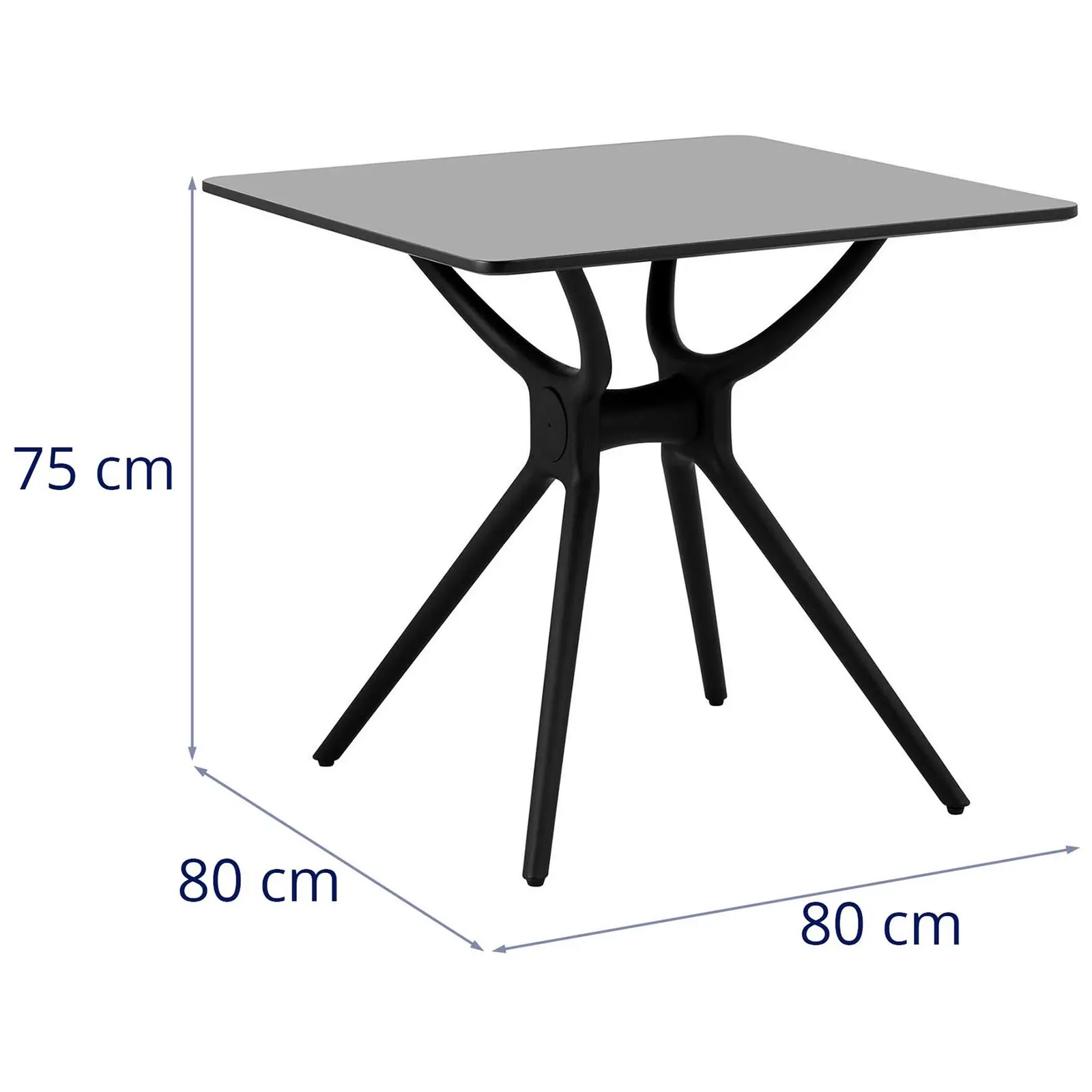 Tisch - quadratisch - 80 x 80 cm - schwarz