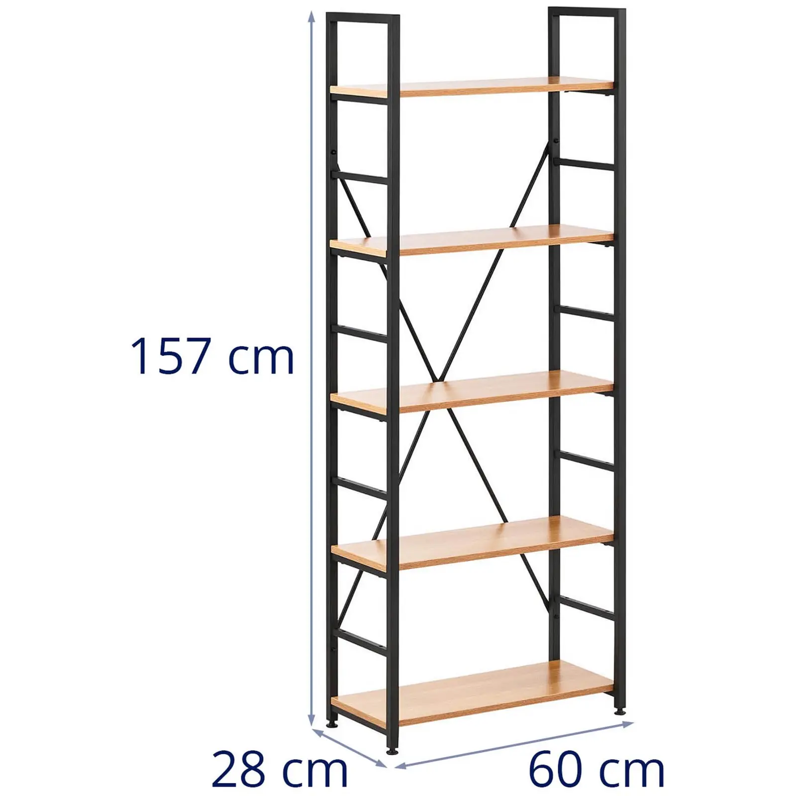 Regál na knihy - 60 x 28 x 150.5 cm - 150 kg (Materiál: Ocel)