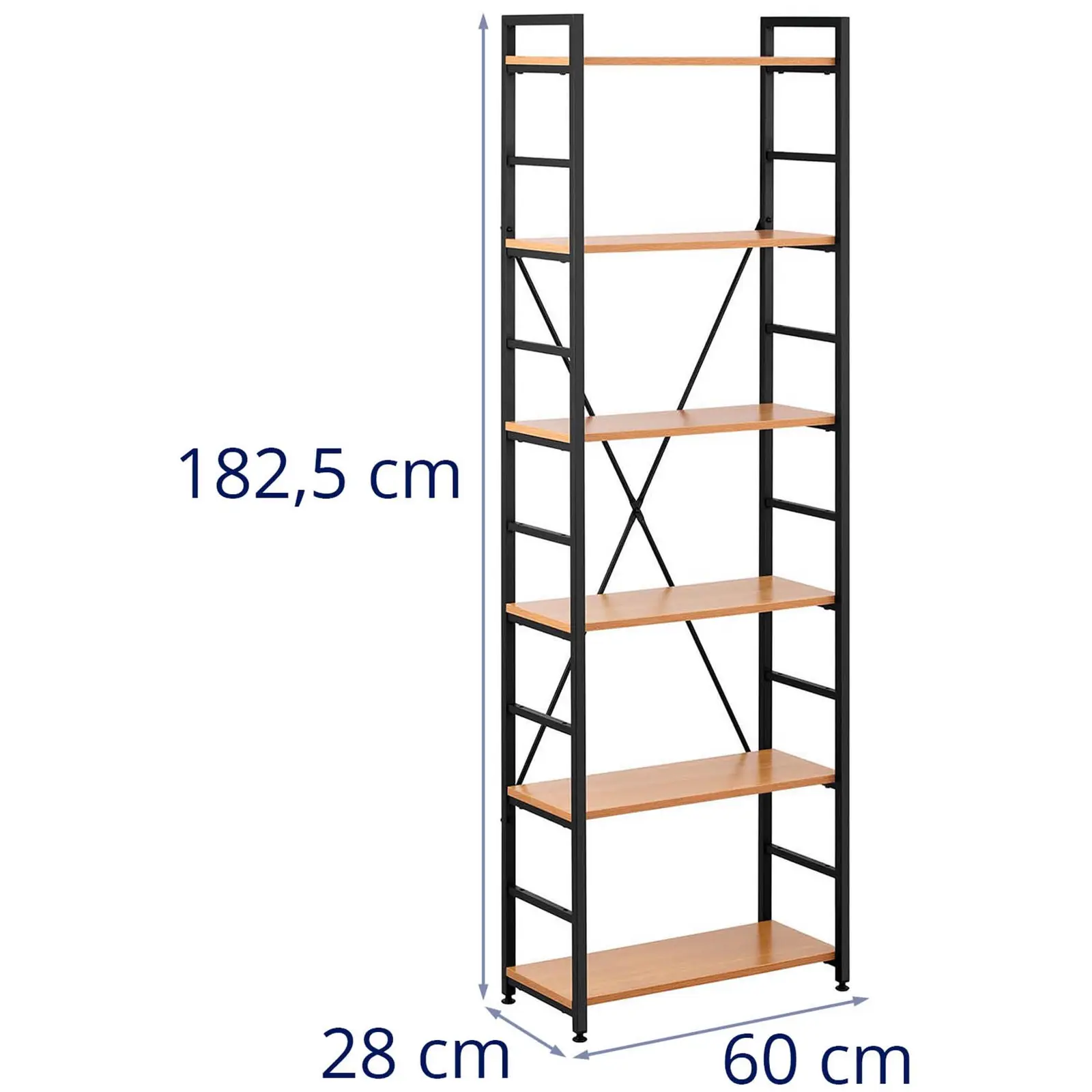 Bibliothèque étagère - 60 x 28 x 182.5 cm - 150 kg (Matériau(x): Acier)