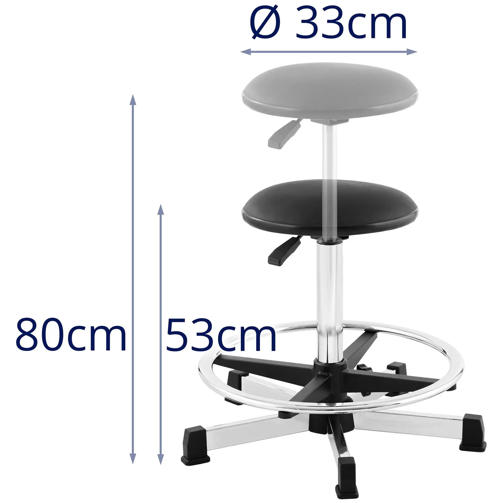 Swivel stool - 120 kg - Black - foot ring - height adjustable from 530 - 800 mm