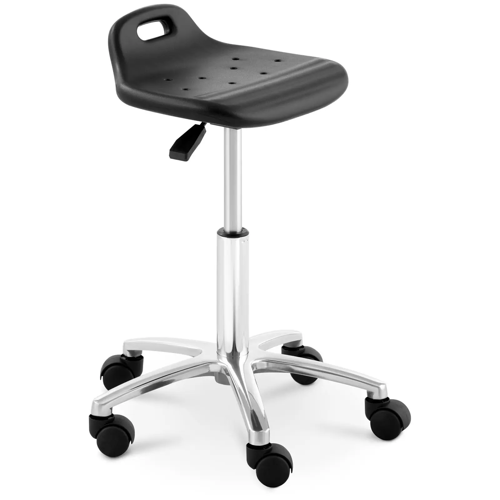Dílenská židle - 120 kg - černá - 5 x kolečka - výškově nastavitelná v rozmezí 420–555 mm