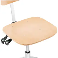 Krzesło do warsztatu - 120 kg - drewno, chromowane elementy - podnóżek - wysokość 550 - 800 mm