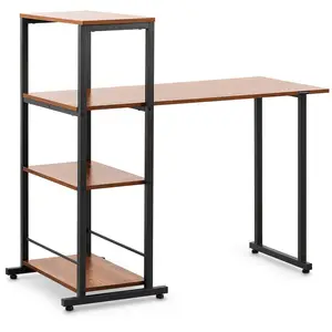 Skrivebord - med hylle - 110 x 50 cm - 105 kg - brun / svart