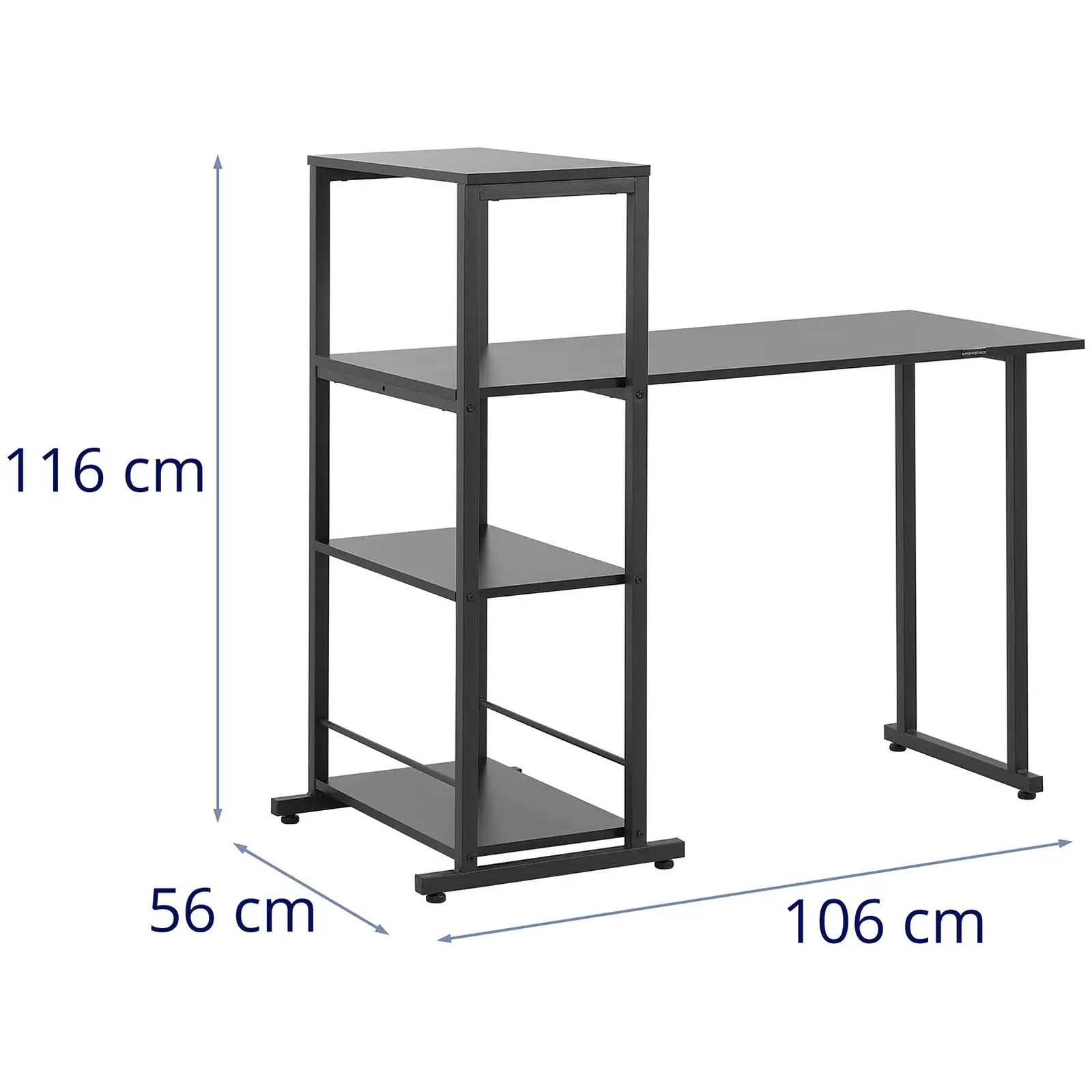 Psací stůl s policemi - 110 x 50 cm - 105 kg - černý