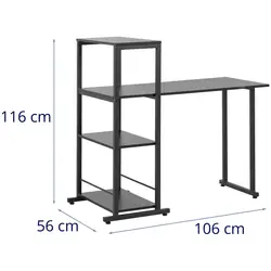 Mesa de escritório - com estante - 110 x 50 cm - 105 kg - preto