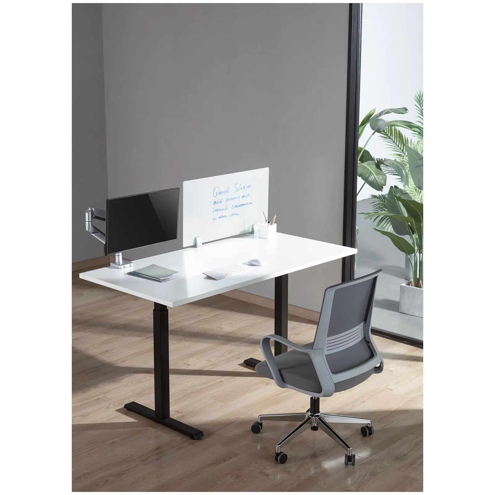 Séparateur de bureau - 750 x 400 mm - Verre trempé (Dimensions (LxlxH): 75 x 48 x 5 cm)