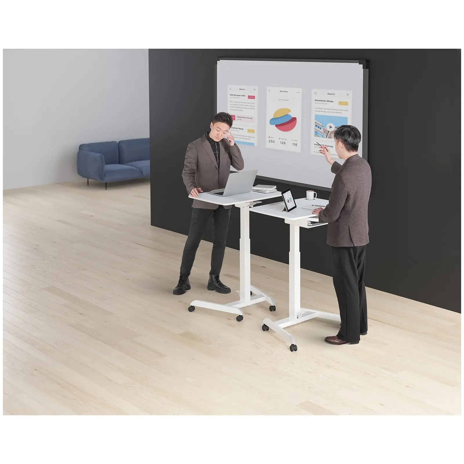 Table pour ordinateur portable - 80 x 56 cm - Inclinaison : 0 - 30° - Hauteur : 760 - 1 130 mm