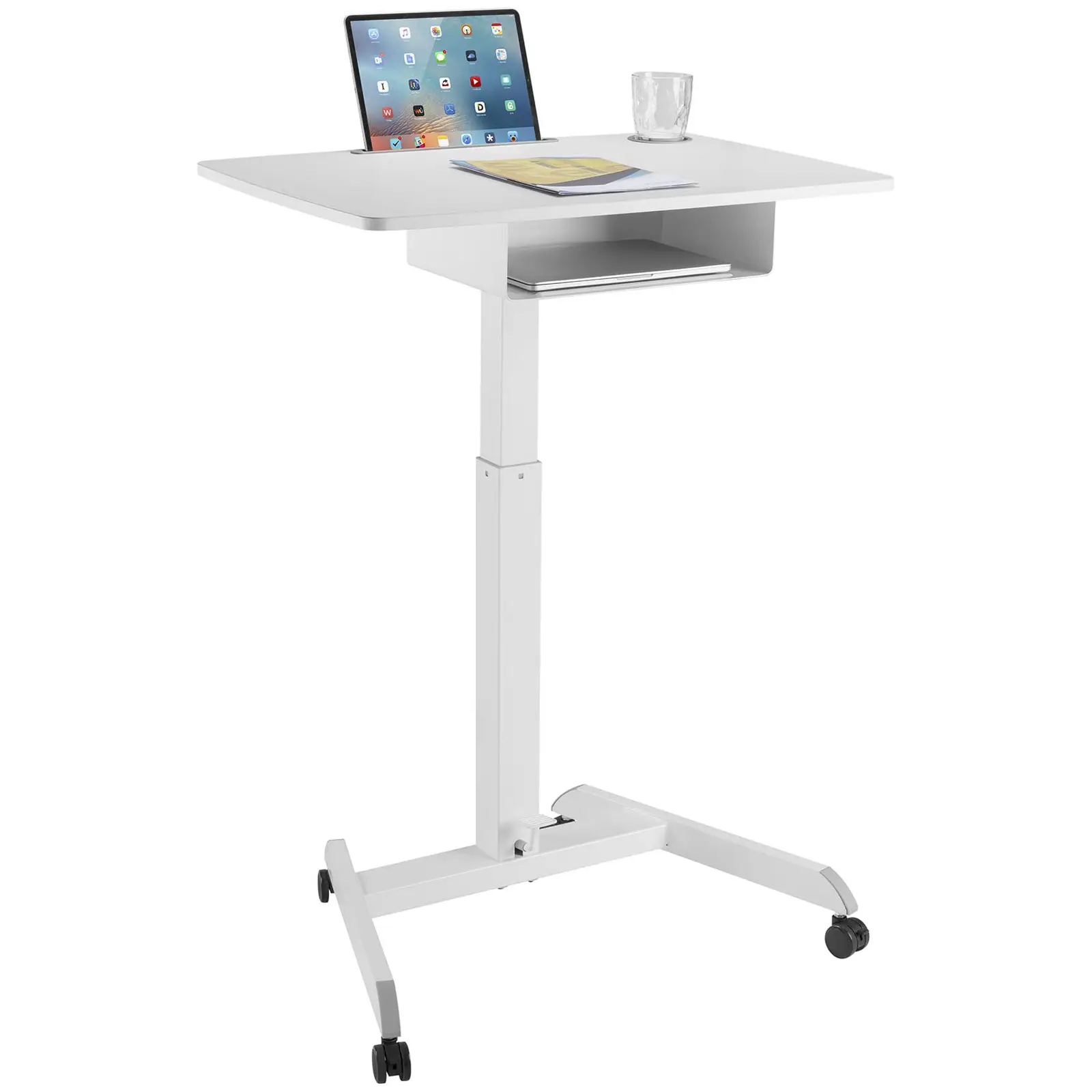 Stolek pod notebook - 80 x 56 cm - výška: 760–1 130 mm (Barva: Bílá)