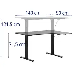 Korkeussäädettävä kulmapöytä - 720 - 1200 mm - 80 kg - musta