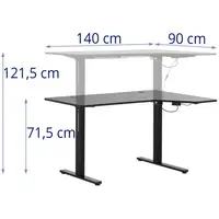 Výškově nastavitelný rohový stůl - 720–1 200 mm - 80 kg - černá barva