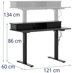 Polohovací psací stůl - 720–1 200 mm - 80 kg - černý