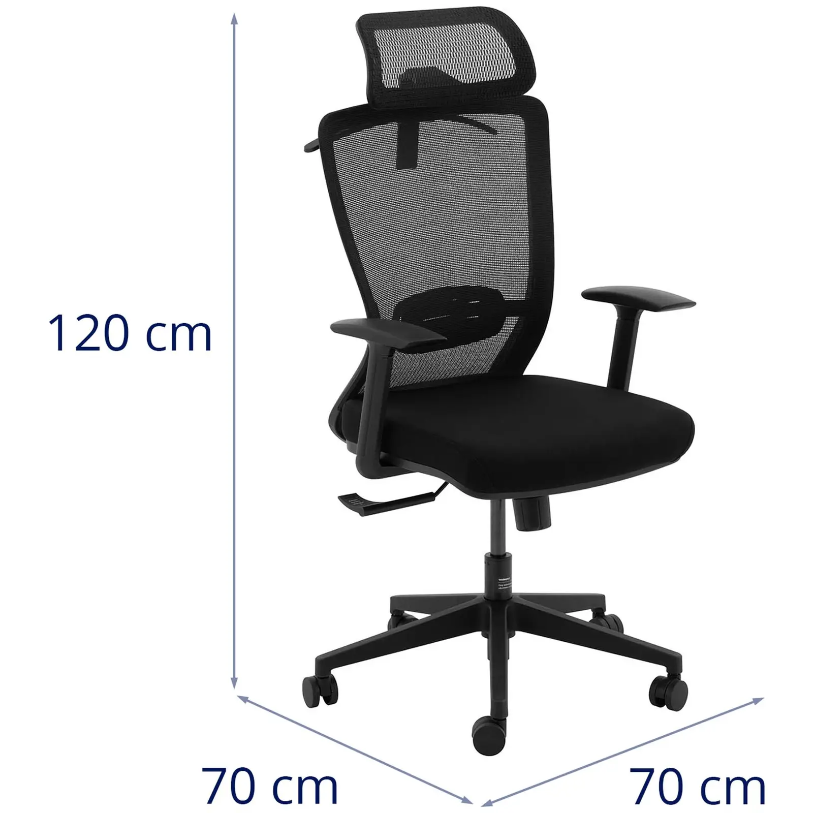 Sedia ufficio - Schienale a rete - Poggiatesta - Seduta: 50 x 50 - 150 kg - Nera
