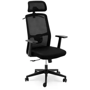 Chaise de bureau - dossier en filet - appuie-tête - siège de 50 x 50.5 cm - jusqu'à 150 kg - noir