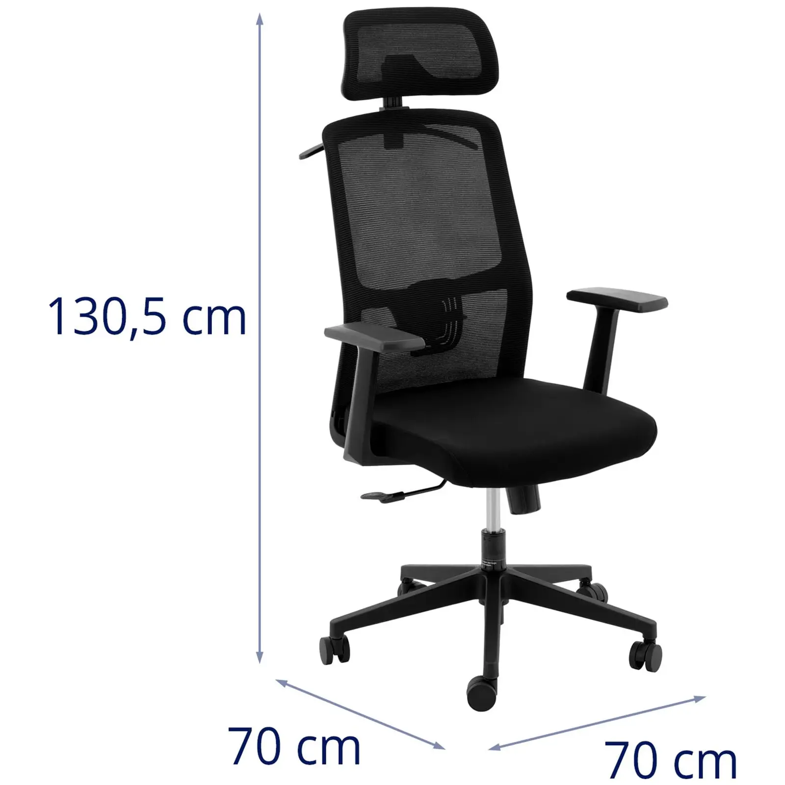 Kancelářská židle - síťované opěradlo - opěrka hlavy - sedák 50 x 50,5 cm - do 150 kg - černá