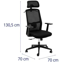 Sedia ufficio - Schienale a rete - Poggiatesta - Seduta: 50 x 50,5 - 150 kg - Nera