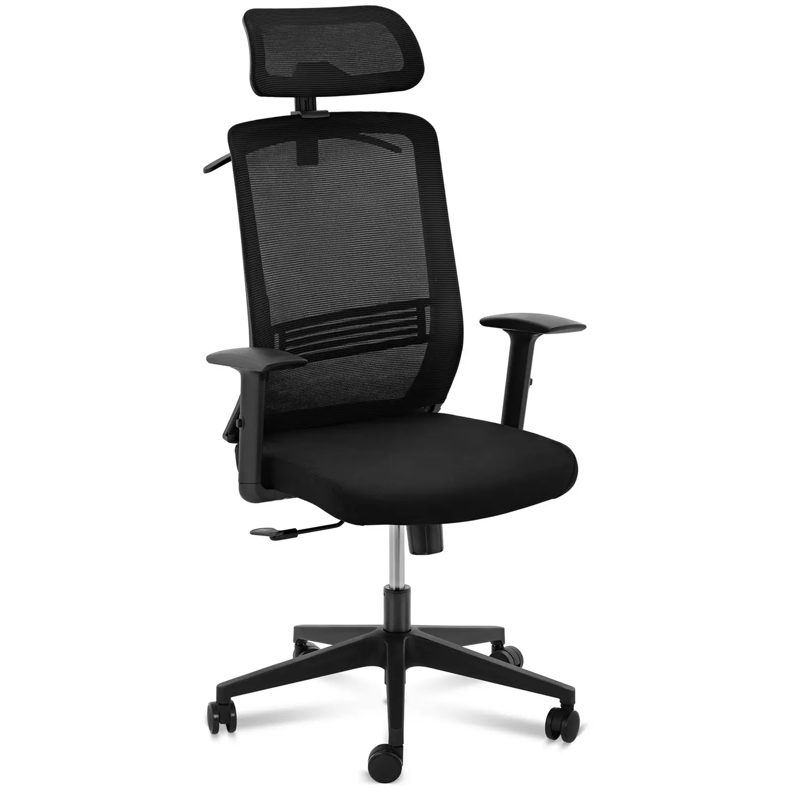 Bürostuhl - Netzrücken - Kopfstütze - 50 x 61 cm Sitz - bis 150 kg - schwarz