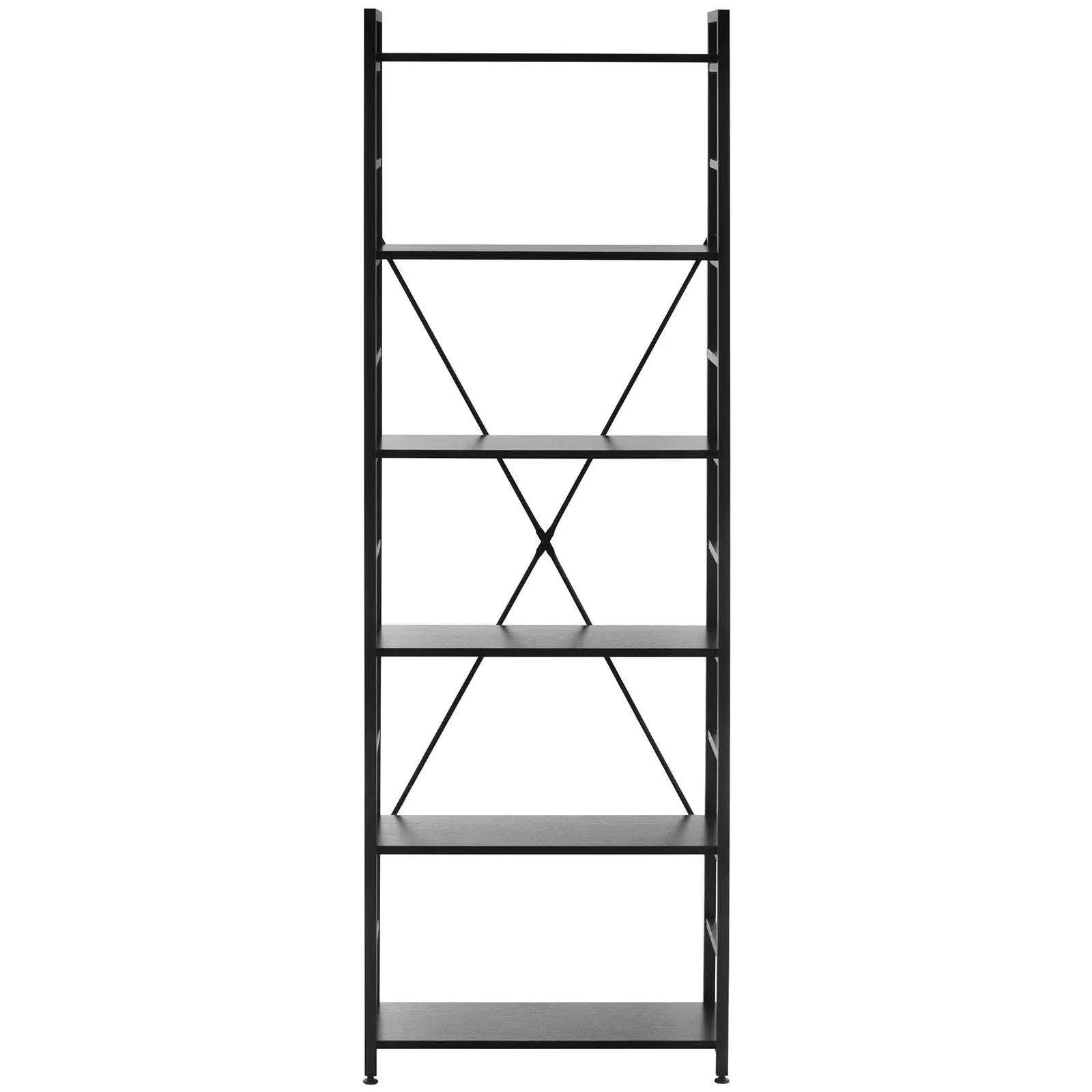 Regál na knihy - 28 x 60 x 182 cm - 150 kg - černý (Materiál: Práškově lakovaná ocel)