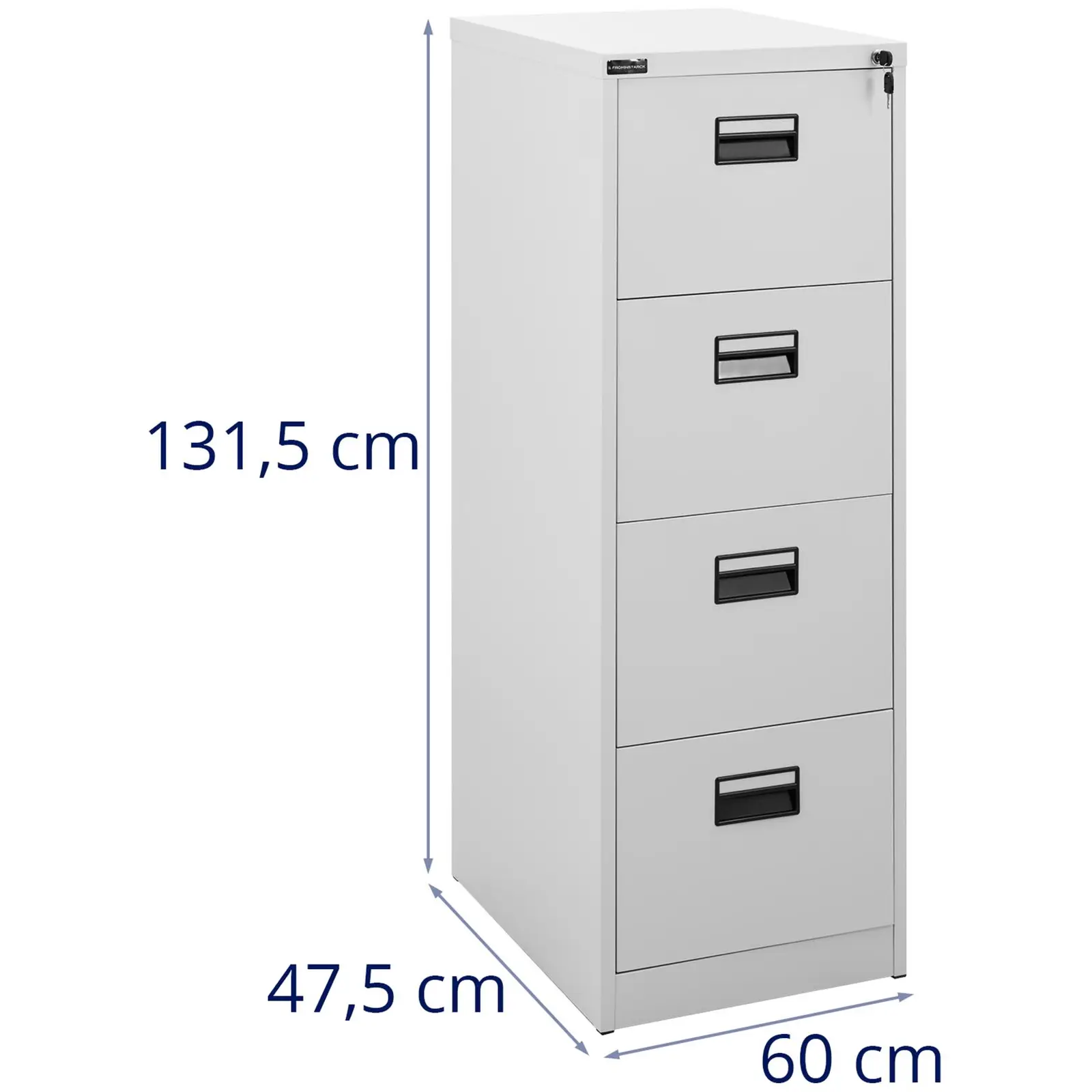 Kovová kartotéka - uzamykatelná - 132 cm - 4 zásuvky (Barva: Šedá)
