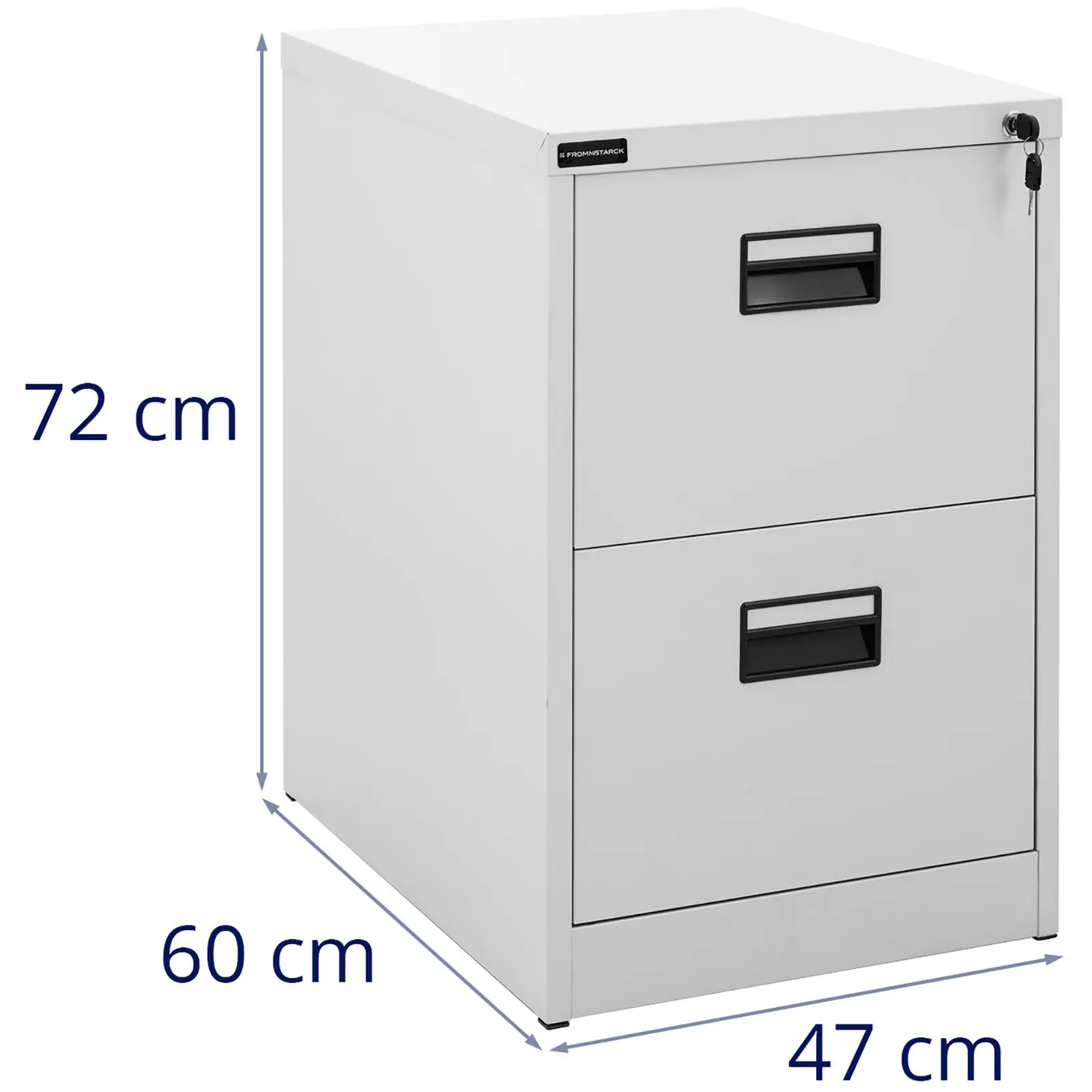 Kovová kartotéka - uzamykatelná - 72 cm - 2 zásuvky (Barva: Šedá)