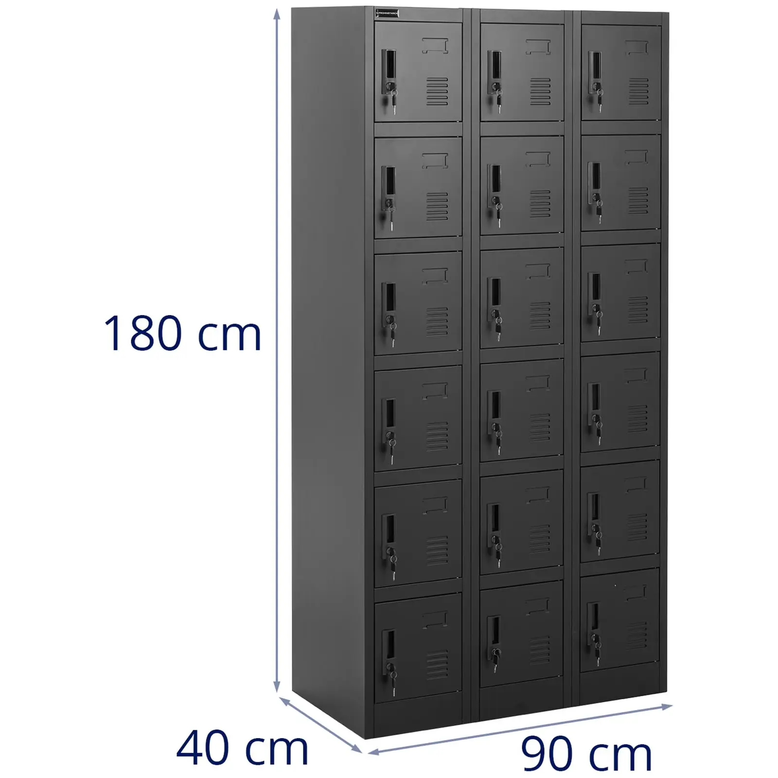 Plechová šatní skříň - 18 schránek - uzamykatelná - 200 kg (Povrchová úprava: Epoxidová pryskyřice (elektrostaticky disipativní))