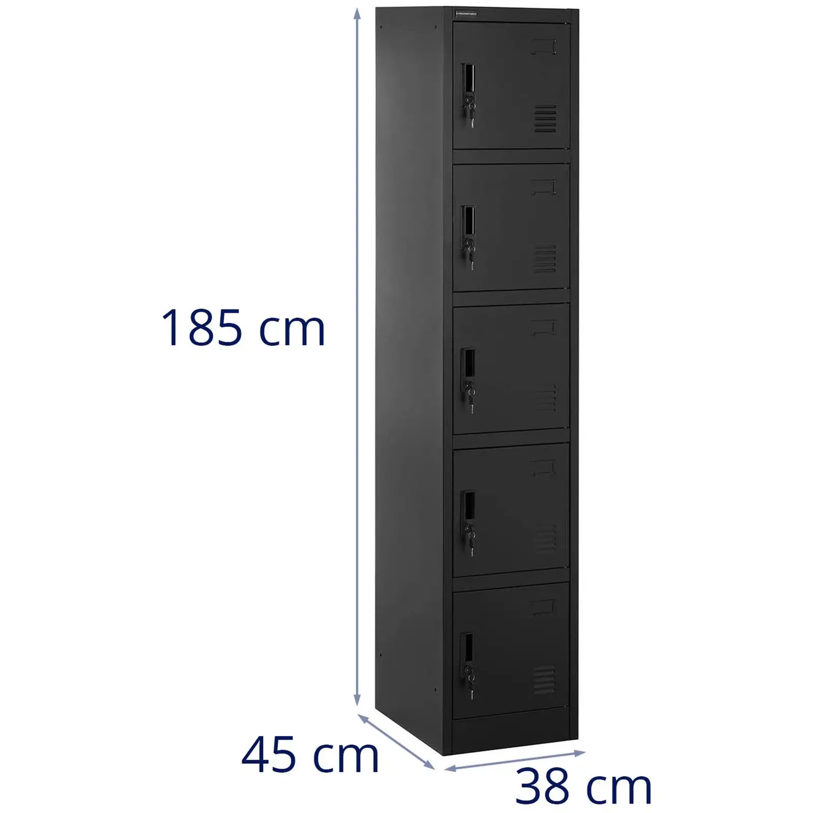 Plechová šatní skříň - 5 schránek - uzamykatelná - 100 kg (Barva: Antracit)