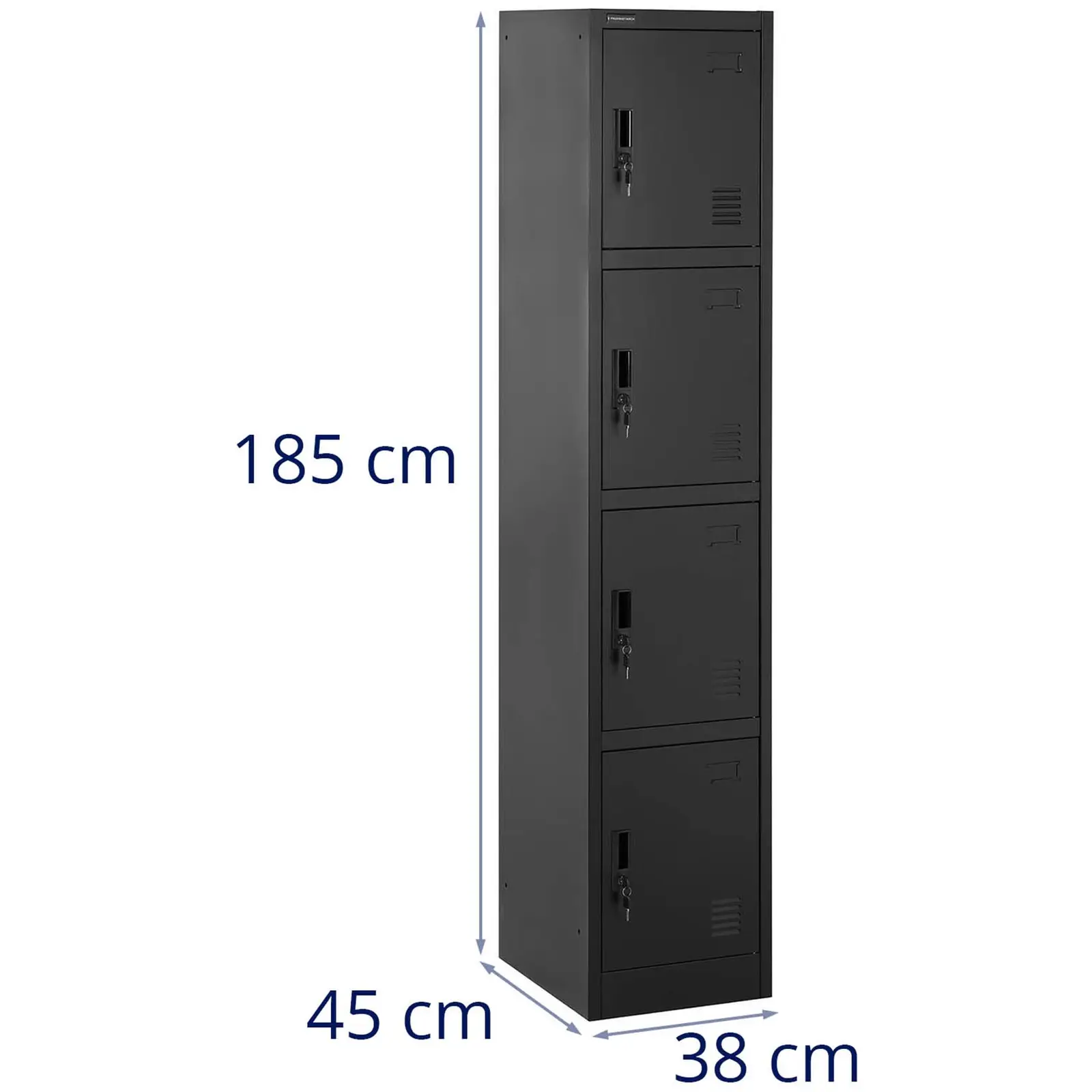 Plechová šatní skříň - 4 schránky - uzamykatelná - 80 kg (Barva: Antracit)